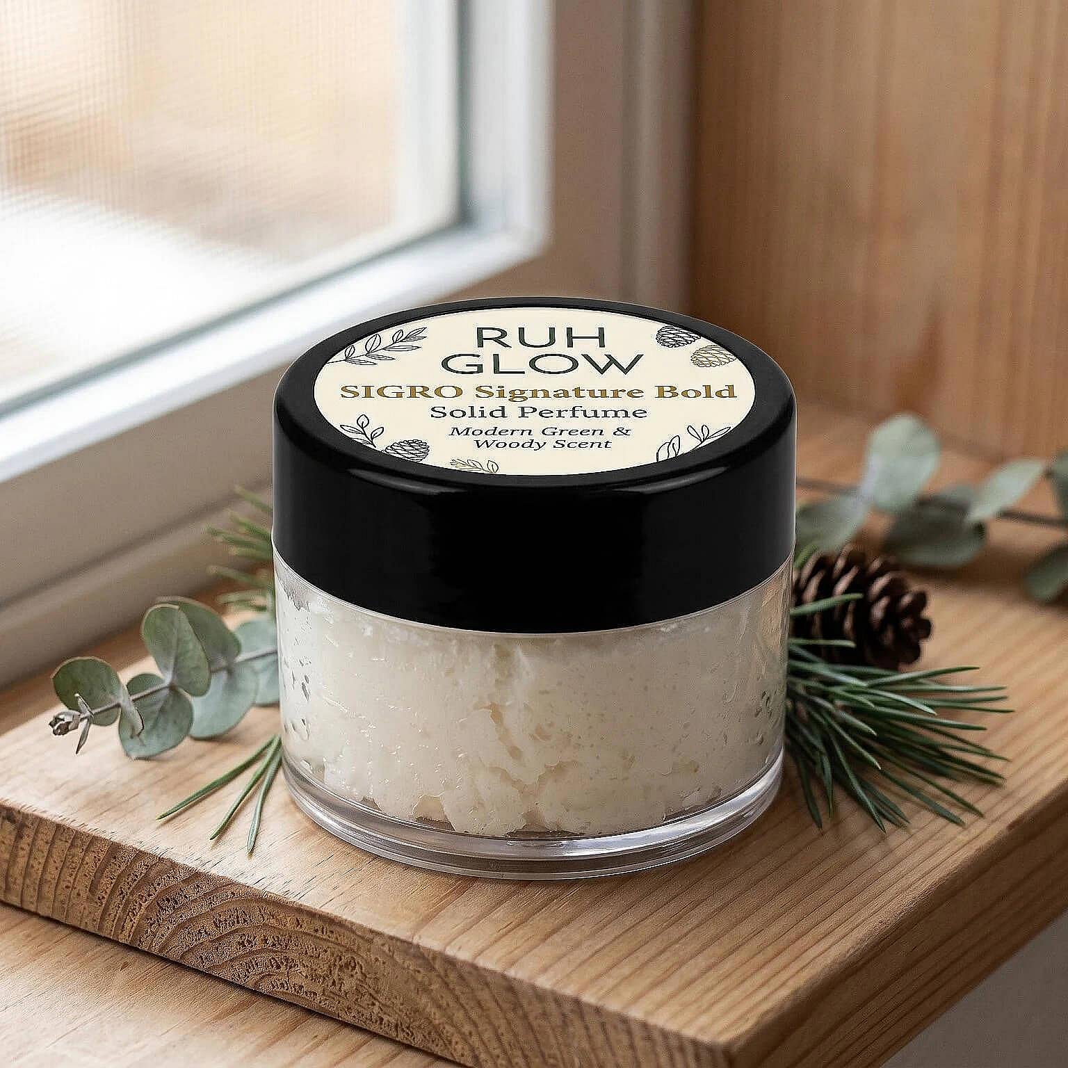 Ruh Glow SIGRO Signature Bold Solid Perfume | Modern Green & Woody Scent